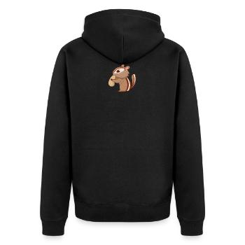 Chipmunk with nut - Unisex Premium Organic Zip Hoodie - black - Back - Nico (187cm)