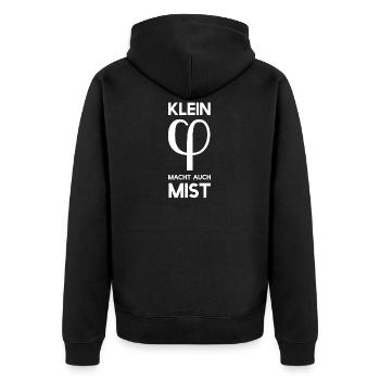 Klein Phi macht auch Mist - Klein Vieh macht auch - Unisex Premium Bio Zip Hoodie - Schwarz - Hinten - Nico (187cm)