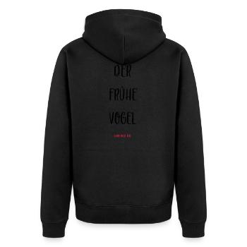 Le lève-tôt peut moi. - Veste à capuche bio Premium Unisexe - noir - Dos - Nico (187cm)
