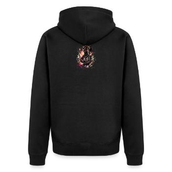 Hare - Unisex Premium Organic Zip Hoodie - black - Back - Nico (187cm)