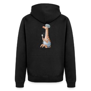 Nette Giraffe die eine Dusche nimmt mit Badehaube - Unisex Premium Bio Zip Hoodie - Schwarz - Hinten - Nico (187cm)