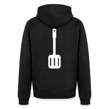 Pfannenwender Koch Bäcker Köche Geschenk Kochen - Unisex Premium Bio Zip Hoodie - Schwarz - Hinten - Nico (187cm)