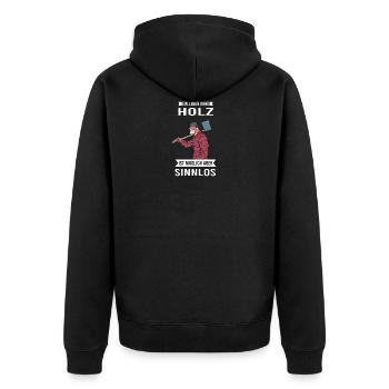 Holzfäller Holzhacker Holz - Unisex Premium Bio Zip Hoodie - Schwarz - Hinten - Nico (187cm)