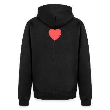 Lutscher in Herzform - Unisex Premium Bio Zip Hoodie - Schwarz - Hinten - Nico (187cm)