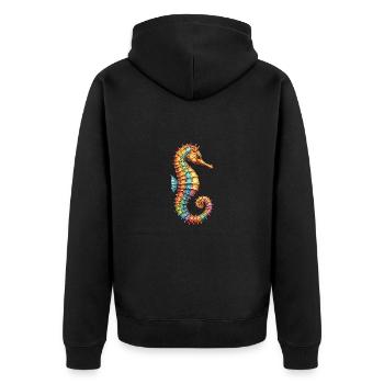 Joli hippocampe décoratif - Veste à capuche bio Premium Unisexe - noir - Dos - Nico (187cm)