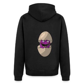 Monster aus dem Ei Comic Kreatur 1.0 - Unisex Premium Bio Zip Hoodie - Schwarz - Hinten - Nico (187cm)