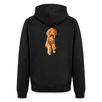 Goldendoodle Schnoodle - Unisex Premium Bio Zip Hoodie - Schwarz - Hinten - Nico (187cm)