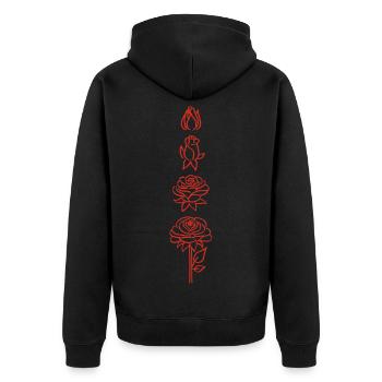 Blooming of a red flower - Unisex Premium Organic Zip Hoodie - black - Back - Nico (187cm)