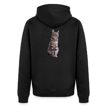Katze Katzen Kätzchen Katzenshirt Geschenk - Unisex Premium Bio Zip Hoodie - Schwarz - Hinten - Nico (187cm)