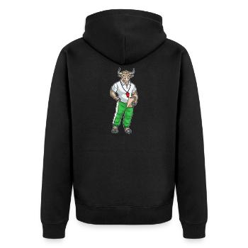 Stier Sport Lehrer Schule - Unisex Premium Bio Zip Hoodie - Schwarz - Hinten - Nico (187cm)