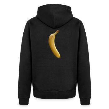 Tropische Banane Linienkunst - Unisex Premium Bio Zip Hoodie - Schwarz - Hinten - Nico (187cm)