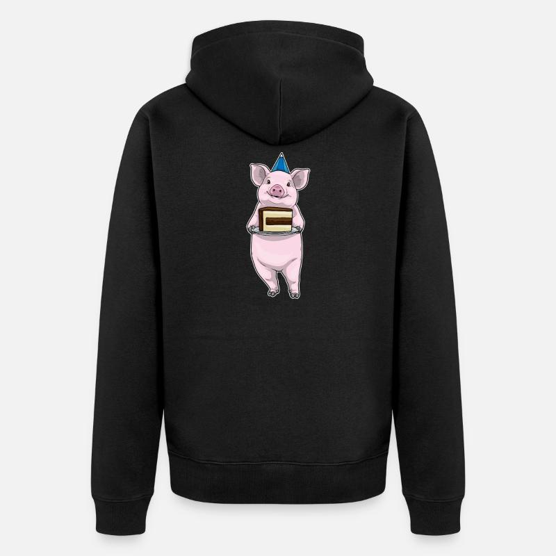 Gâteau d’anniversaire de cochon - Veste à capuche bio Premium Unisexe - noir