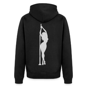Silhouette de pole dance : femme élégante sur la barre - Veste à capuche bio Premium Unisexe - noir - Dos - Nico (187cm)