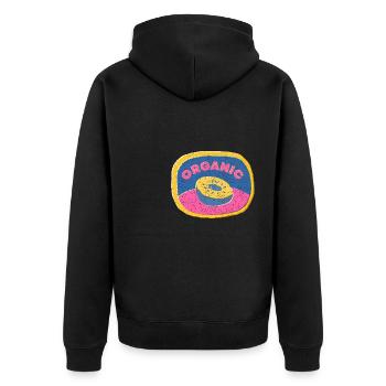 Kiwi Kiwifrucht Organisch Vegan - Unisex Premium Bio Zip Hoodie - Schwarz - Hinten - Nico (187cm)