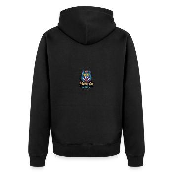 Mallorca 2025 Party Wolf - Unisex Premium Bio Zip Hoodie - Schwarz - Hinten - Nico (187cm)