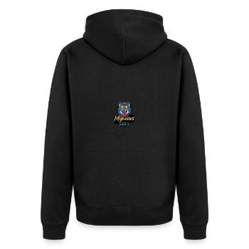 Mykonos 2025 Party Wolf - Unisex Premium Bio Zip Hoodie - Schwarz - Hinten - Nico (187cm)