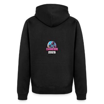 Cancun 2025 Palmen - Unisex Premium Bio Zip Hoodie - Schwarz - Hinten - Nico (187cm)