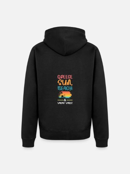 Greece Holiday Vibes - Unisex Premium Organic Zip Hoodie - black