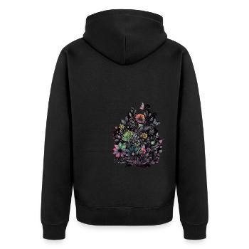 Flower Power - Unisex Premium Bio Zip Hoodie - Schwarz - Hinten - Nico (187cm)