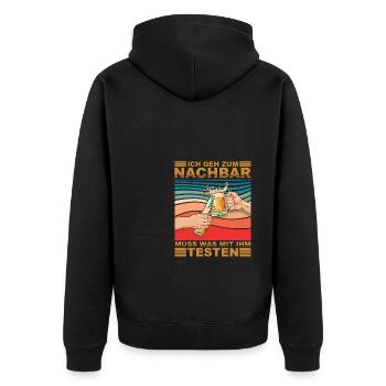 Lieblingsnachbar zum testen - Unisex Premium Bio Zip Hoodie - Schwarz - Hinten - Nico (187cm)