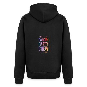 Cancun Party Crew Spruch - Unisex Premium Bio Zip Hoodie - Schwarz - Hinten - Nico (187cm)