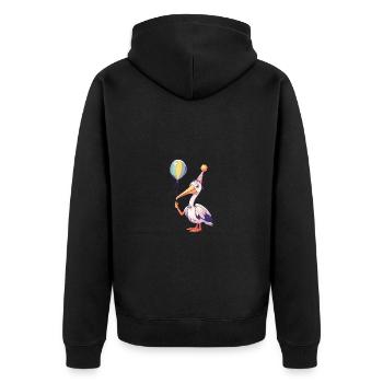 Bande dessinée d’anniversaire d’oiseau pélican - Veste à capuche bio Premium Unisexe - noir - Dos - Nico (187cm)