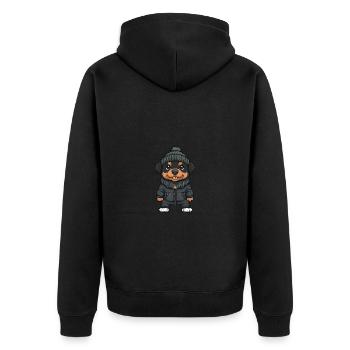 Rottweiler Hund Stylisch - Unisex Premium Bio Zip Hoodie - Schwarz - Hinten - Nico (187cm)