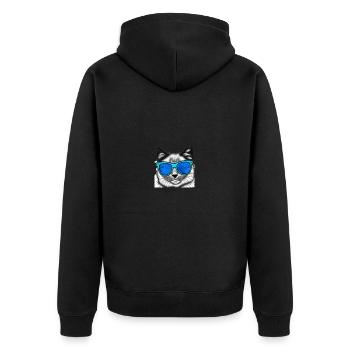 Katze mit Sonnenbrille lustig Geschenkidee Cool - Unisex Premium Bio Zip Hoodie - Schwarz - Hinten - Nico (187cm)