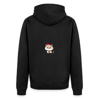 Schlecht gelaunte Katze Weihnachten Geschenkidee - Unisex Premium Bio Zip Hoodie - Schwarz - Hinten - Nico (187cm)