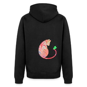 katze mit fee e 106 - Unisex Premium Bio Zip Hoodie - Schwarz - Hinten - Nico (187cm)