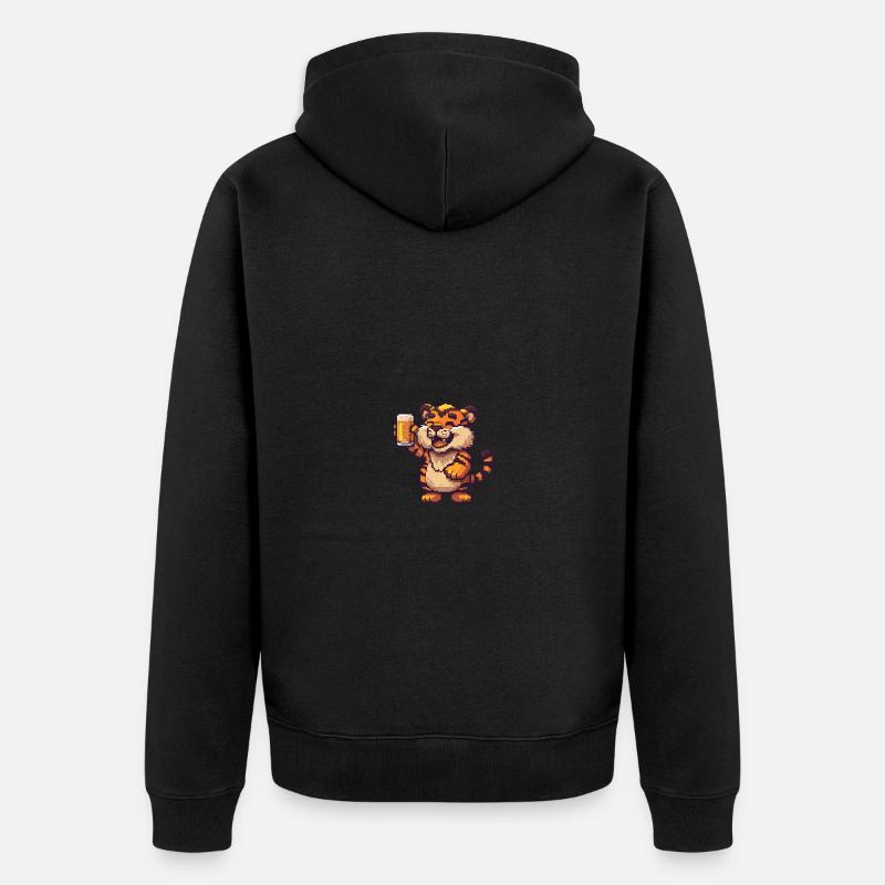Tiger bière pixel - Veste à capuche bio Premium Unisexe - noir