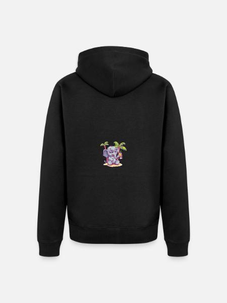 Elephant Summer Beach Comic - Unisex Premium Organic Zip Hoodie - black