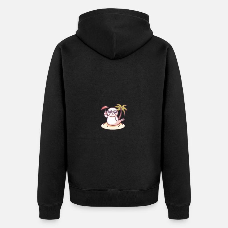 Bande dessinée Seal Summer Beach - Veste à capuche bio Premium Unisexe - noir