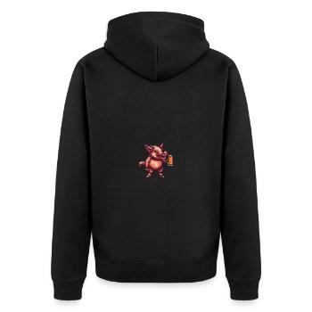 Pig Beer Pixel Wild Boar - Unisex Premium Organic Zip Hoodie - black - Back - Nico (187cm)
