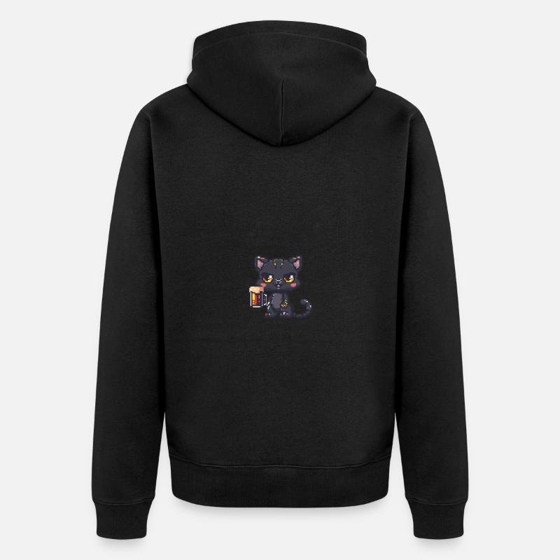 Panther Bier Pixel - Unisex Premium Bio Zip Hoodie - Schwarz