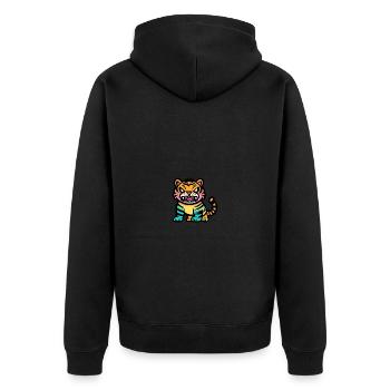 Tiger Halloween Tier - Unisex Premium Bio Zip Hoodie - Schwarz - Hinten - Nico (187cm)
