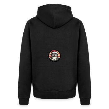 Robbe Tier Weihnachten Christmas - Unisex Premium Bio Zip Hoodie - Schwarz - Hinten - Nico (187cm)