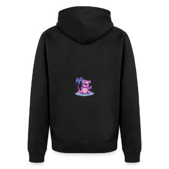 Armadillo Summer Beach Comic - Unisex Premium Organic Zip Hoodie - black - Back - Nico (187cm)