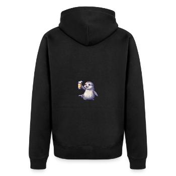 Robbe Tier Bier Pixel - Unisex Premium Bio Zip Hoodie - Schwarz - Hinten - Nico (187cm)