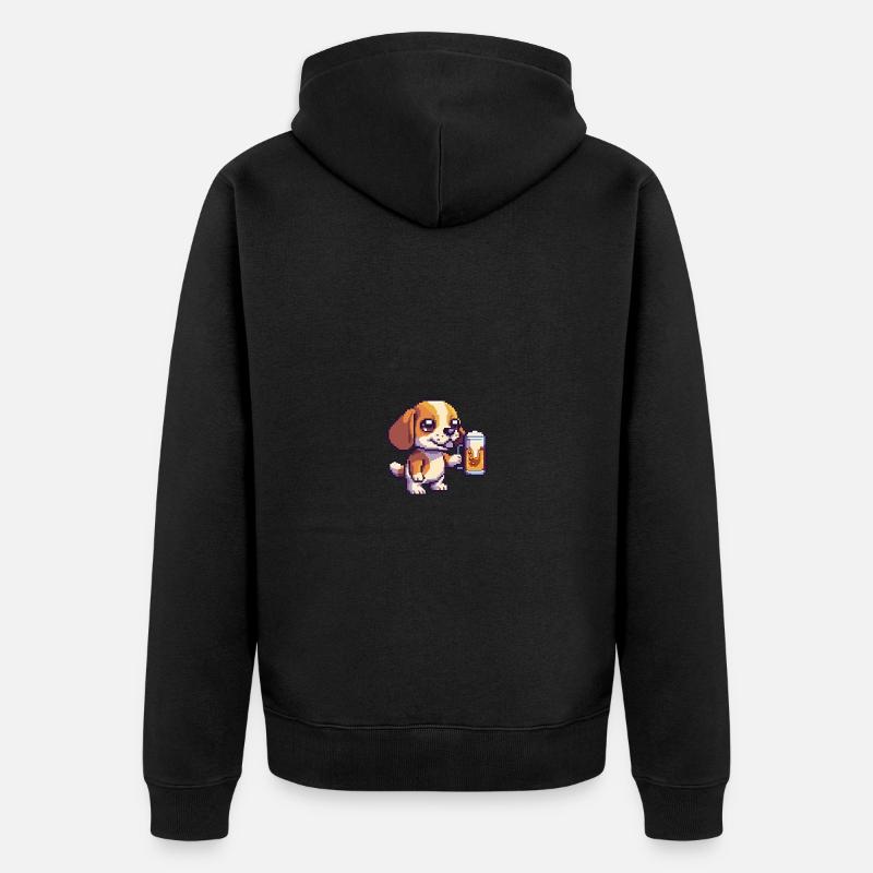 Beagle Chiens Bière Pixel - Veste à capuche bio Premium Unisexe - noir