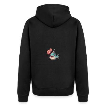 Piranha Fish Birthday Comic - Unisex Premium Organic Zip Hoodie - black - Back - Nico (187cm)