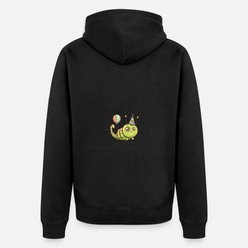 Bande dessinée d’anniversaire de ver - Veste à capuche bio Premium Unisexe - noir
