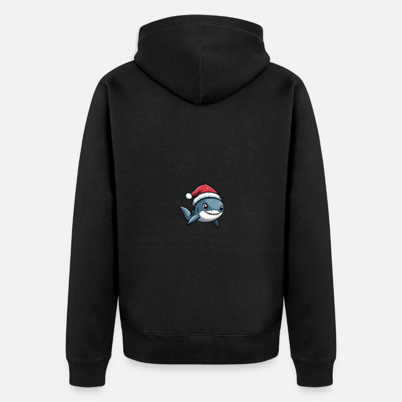 requin Noël mignon - Veste à capuche bio Premium Unisexe - noir