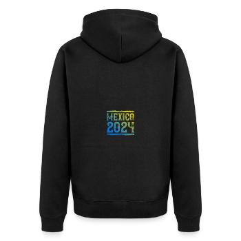 Mexiko 2024 - Unisex Premium Bio Zip Hoodie - Schwarz - Hinten - Nico (187cm)