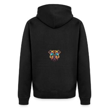 Bulldog Hund Cool Kopf Party - Unisex Premium Bio Zip Hoodie - Schwarz - Hinten - Nico (187cm)