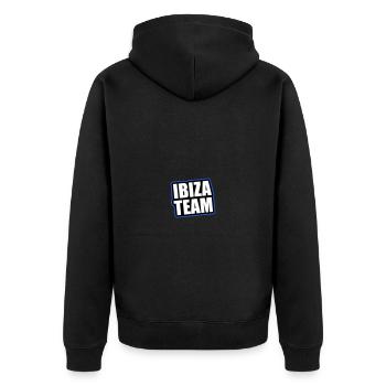 Ibiza Team Reisen Urlaub - Unisex Premium Bio Zip Hoodie - Schwarz - Hinten - Nico (187cm)