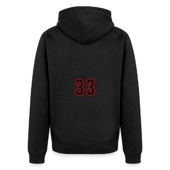 33 Zahl Jahre Trikot - Unisex Premium Bio Zip Hoodie - Schwarz - Hinten - Nico (187cm)