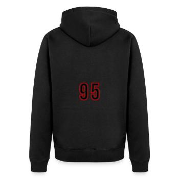 95 Zahl Jahre Trikot - Unisex Premium Bio Zip Hoodie - Schwarz - Hinten - Nico (187cm)