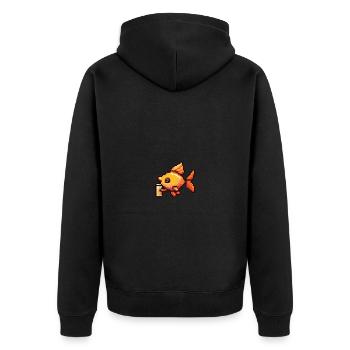 Poisson rouge bière pixel - Veste à capuche bio Premium Unisexe - noir - Dos - Nico (187cm)