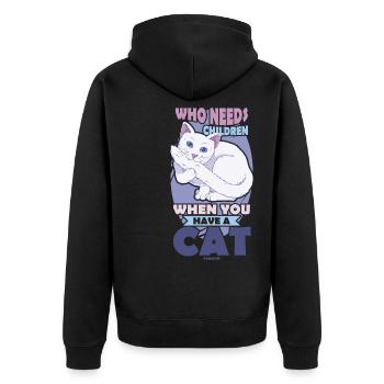 Katzenmama - Unisex Premium Bio Zip Hoodie - Schwarz - Hinten - Nico (187cm)